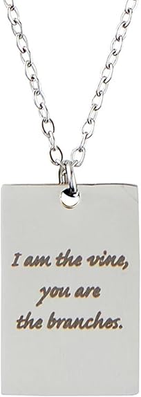 Necklace Rectangle Cross Bar John 15:5 Silver Plated (09/24)