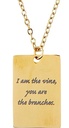 Necklace Rectangle Cross Bar John 15:5 Gold Plated