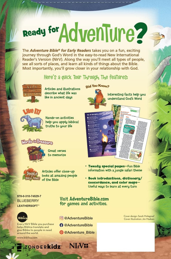 NIrV Adventure Bible for Early Readers DuoTone Blueberry