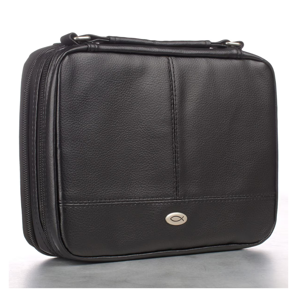 Bible Case Black Two-Fold Luxleath X-Lrg