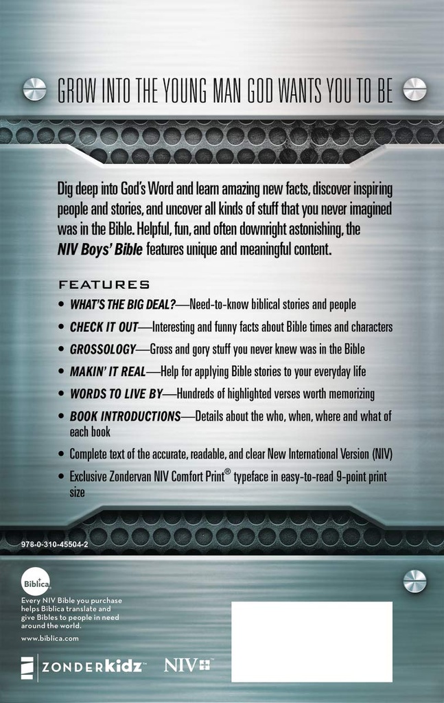 NIV Boys' Bible Metalic-Look H/C