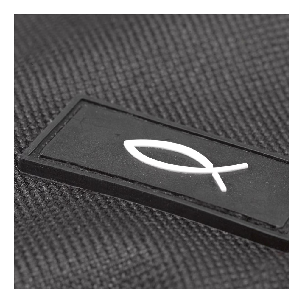 Bible Cover Polyester Black w/Fish Extra Small