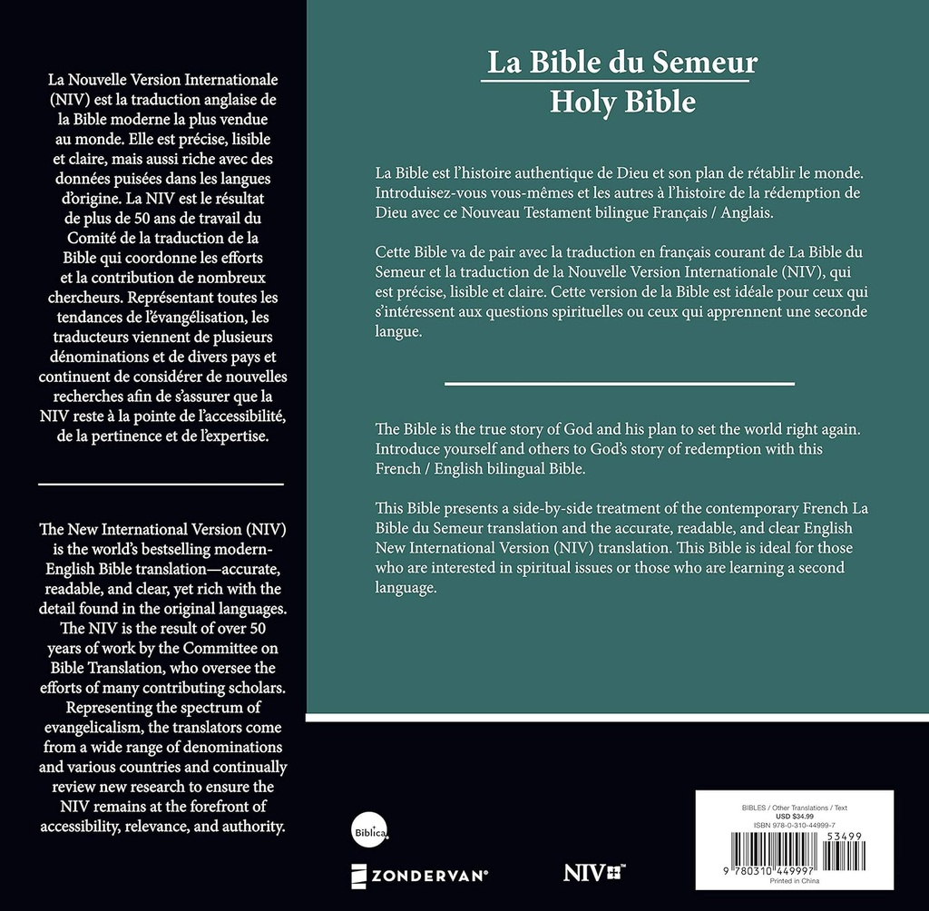 NIV French Semeur /English Bilingual Bible H/C