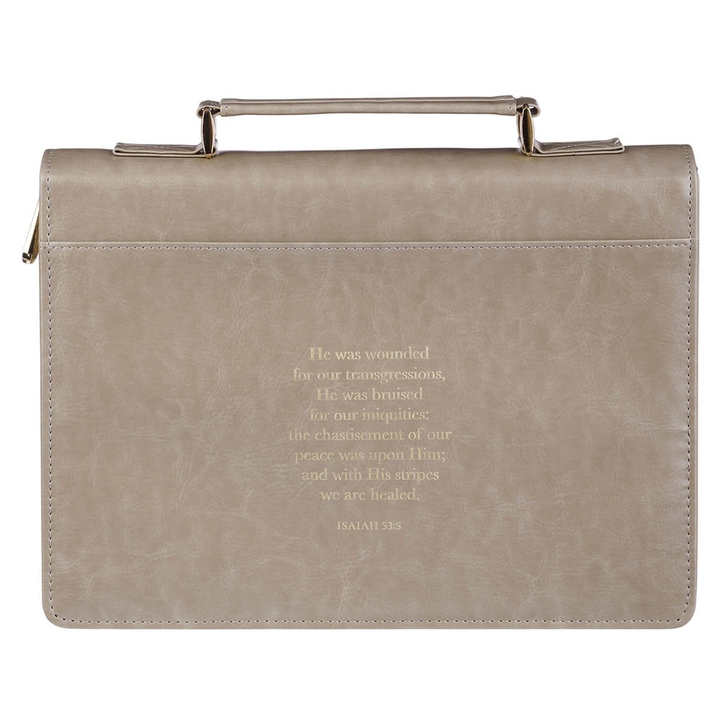 Bible Case Large Amazing Grace Crown Thorns Taupe