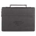 Bible Case Large Be Strong and Courageous Charcoal Grey