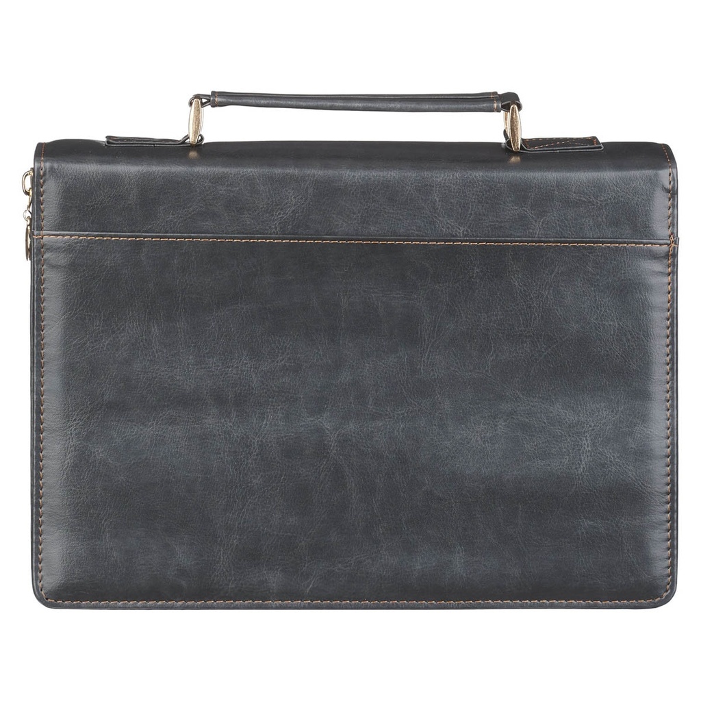Bible Case Large Trust In The Lord Black/Grey Faux Leather
