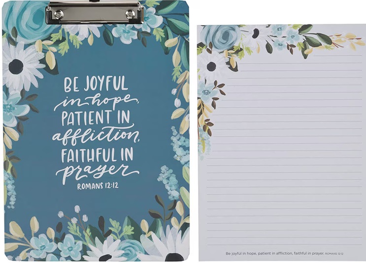 Clipboard w/ Pad Blue Be Joyful in Hope Rom. 12:12