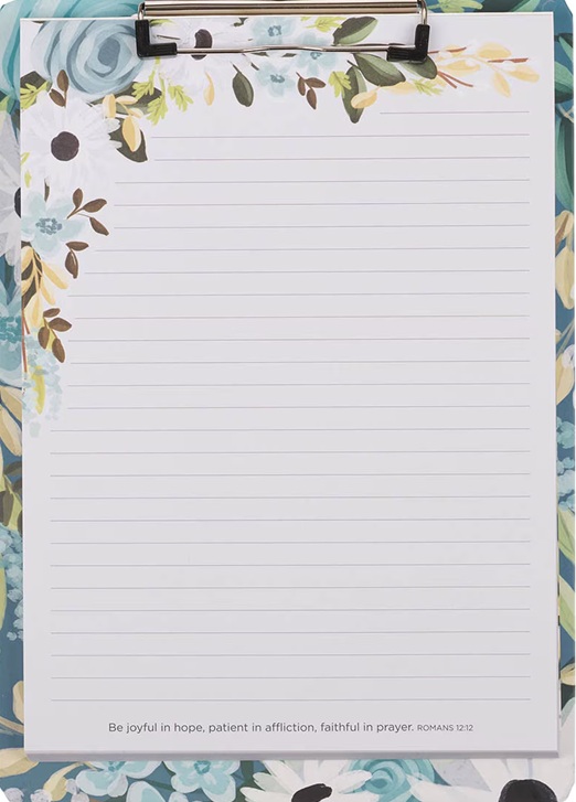 Clipboard w/ Pad Blue Be Joyful in Hope Rom. 12:12