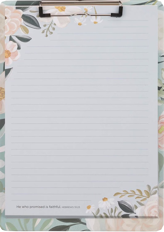 Clipboard w/Pad Blue Floral He Who Promised is Faithful Heb. 10:23