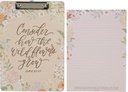 Clipboard w/Pad Coral Floral Consider How the Wildflowers Grow Luke 12:27