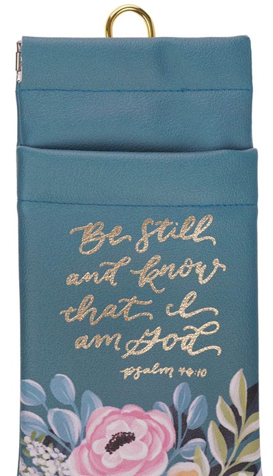 Double Eyeglass Case Be Still Teal Floral 