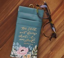 Double Eyeglass Case Be Still Teal Floral 