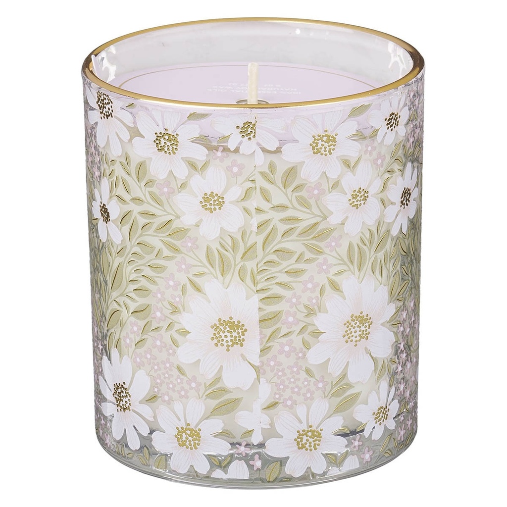 Glass Candle Bless You and Keep You Blossom and Coconut Scented Num. 6:24