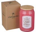 Glass Candle w/Bamboo Lid Those Who Trust In The Lord Isa. 40:31