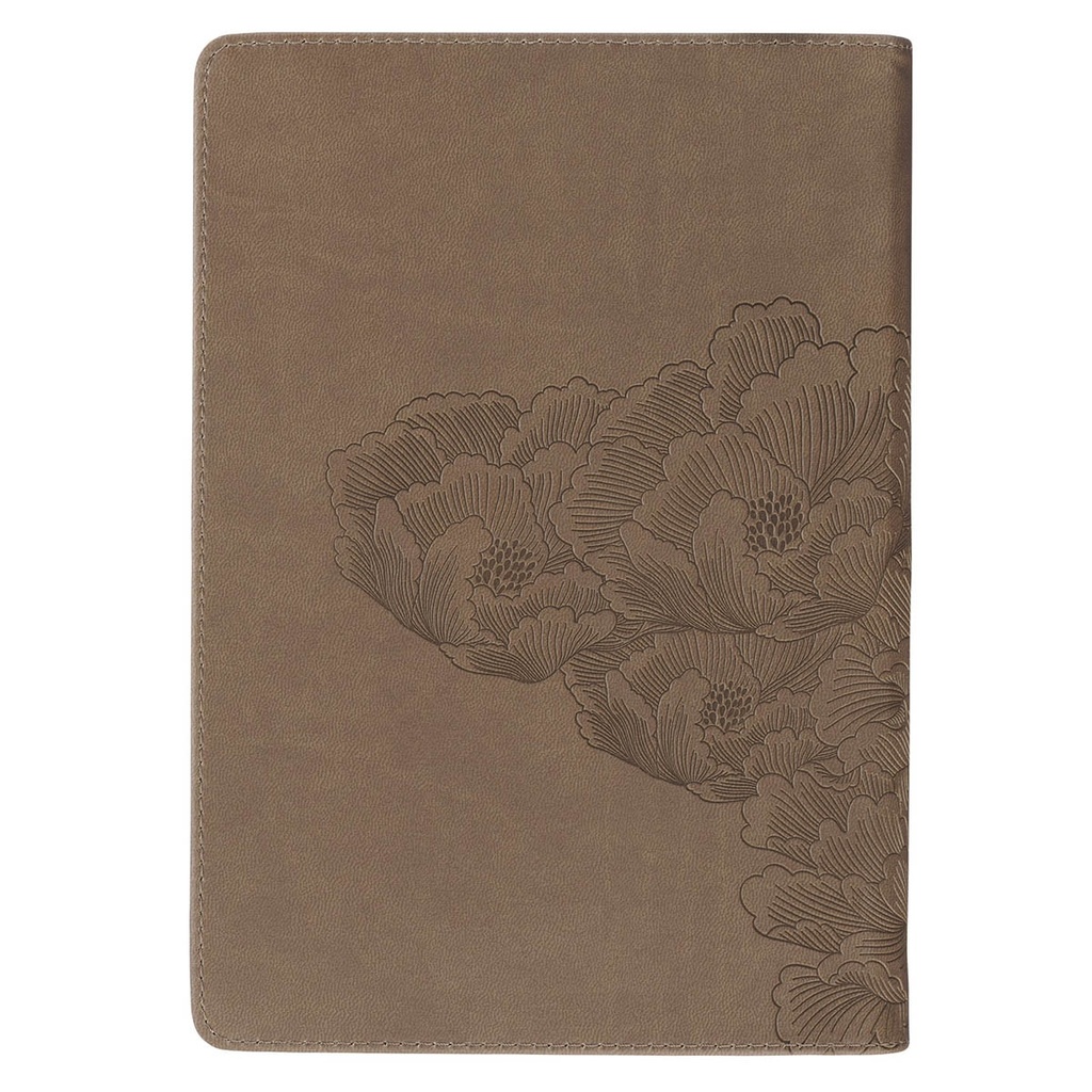 Journal Be Strong and Courageous Ash Brown Classic Faux Leather 