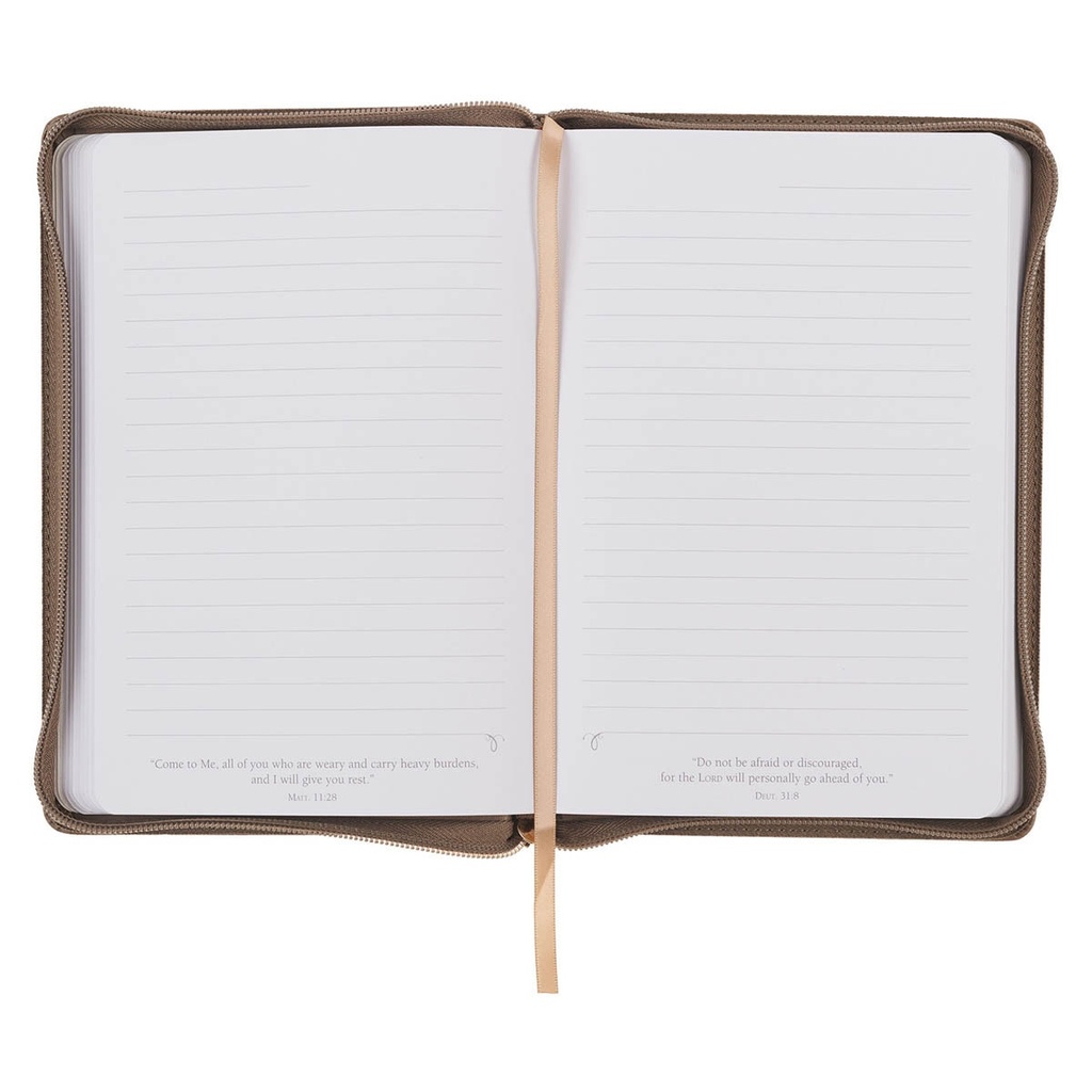 Journal Be Strong and Courageous Ash Brown Classic Faux Leather 