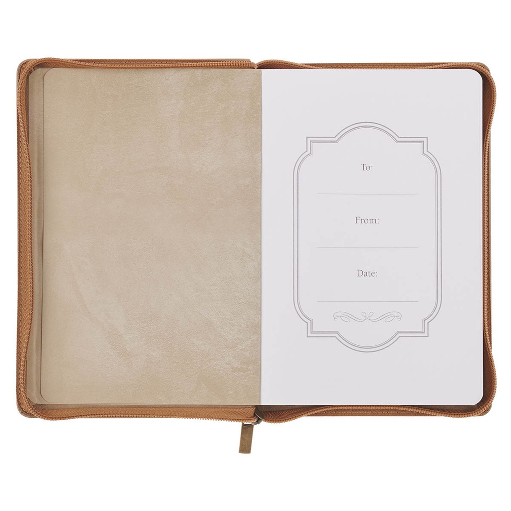 Journal Be Strong and Courageous Lion Tan Classic Faux Leather