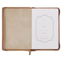 Journal Be Strong and Courageous Lion Tan Classic Faux Leather