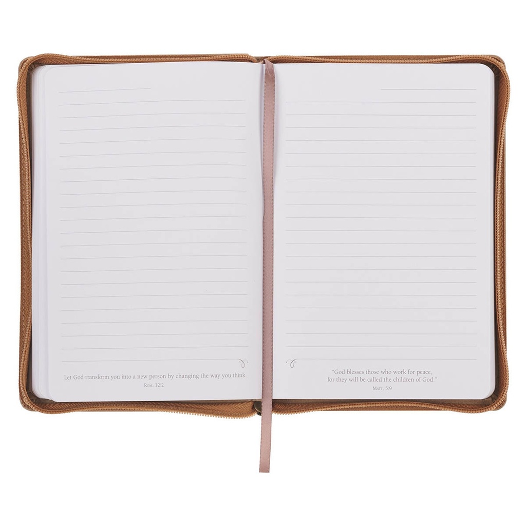 Journal Be Strong and Courageous Lion Tan Classic Faux Leather