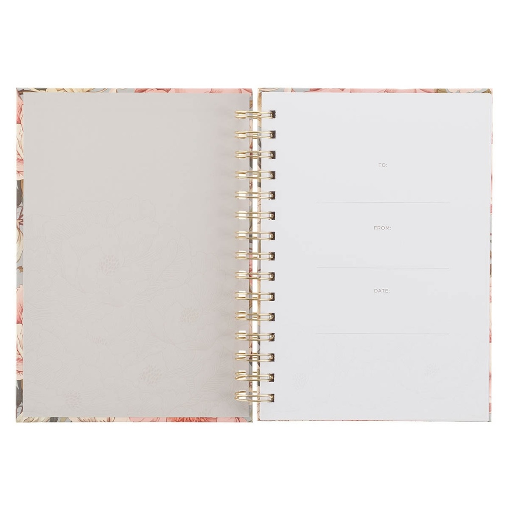 Journal Be Strong and Courageous Pink Floral Spiral