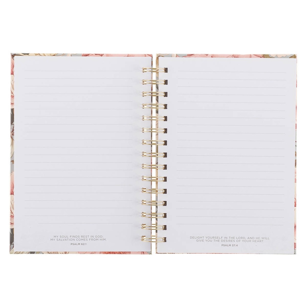 Journal Be Strong and Courageous Pink Floral Spiral