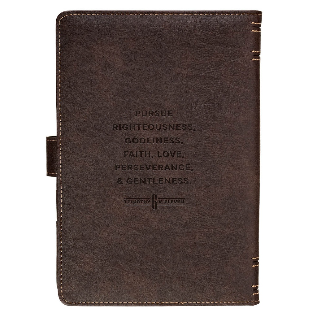 Journal Cover w/Lined Insert Brown Cross/Man of God 1 Tim. 6:11