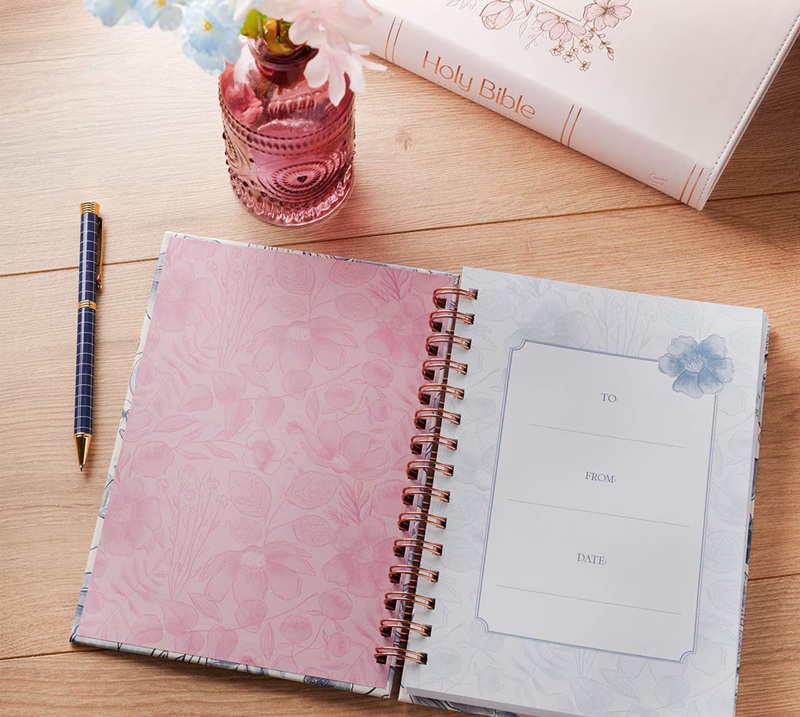 Journal Spiral Blue Floral Trust In the Lord Prov. 3:5