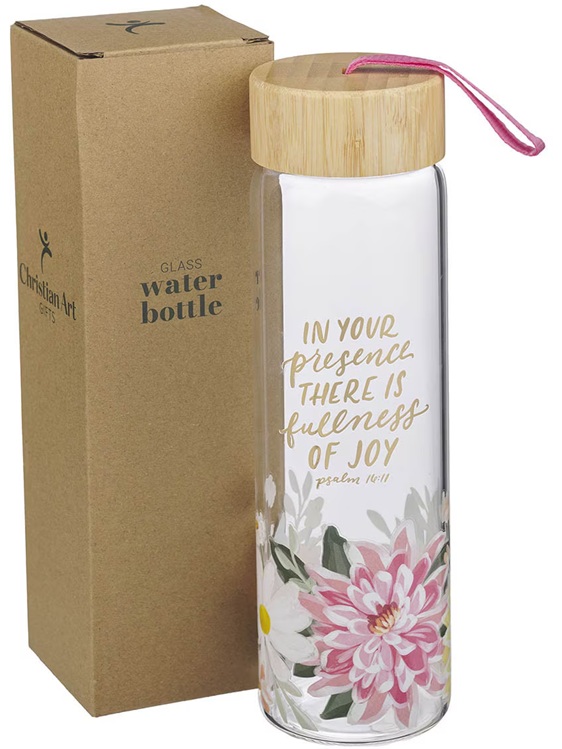 Water Bottle Fullness of Joy Floral Glass