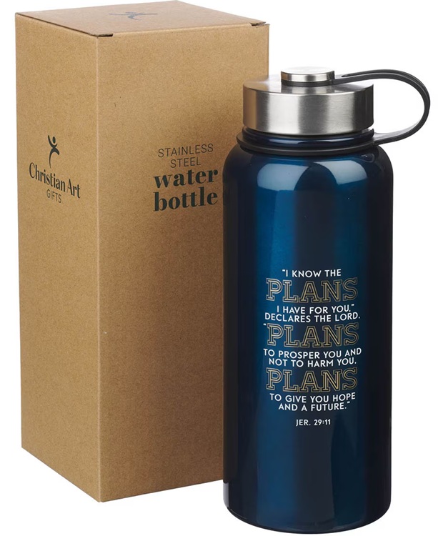 Water Bottle Plans Navy Blue Stainless Steel