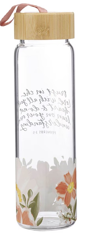 Water Bottle Trust In The Lord Floral Glass