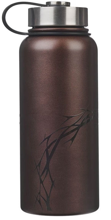 Water Bottle Amazing Grace Crown of Thorns Metallic Brown Stainless Steel