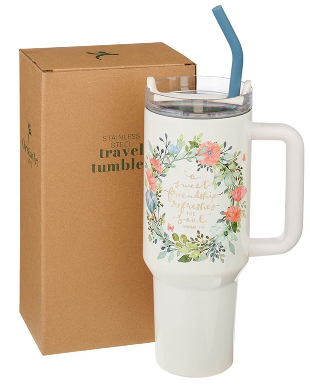 Tumbler Sweet Friendship Floral w/Straw
