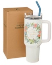 Tumbler Sweet Friendship Floral w/Straw