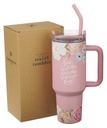 Tumbler God Is With Her Pink Floral w/Straw