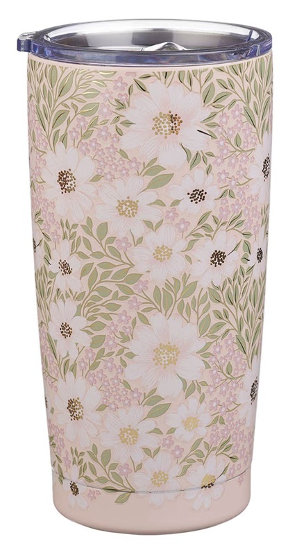 Tumbler SS Pink Floral The Lord Bless You and Keep You Num. 6:24