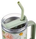 Tumbler He Restores My Soul Sage Floral w/Straw