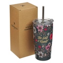 Tumbler SS Teal Floral Be Still & Know Ps. 46:10