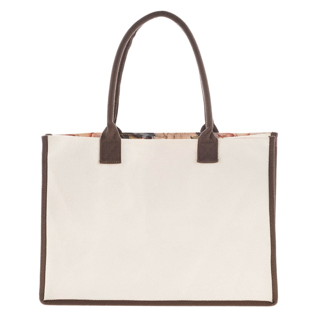 Tote Bag Be Strong and Courageous Floral Canvas