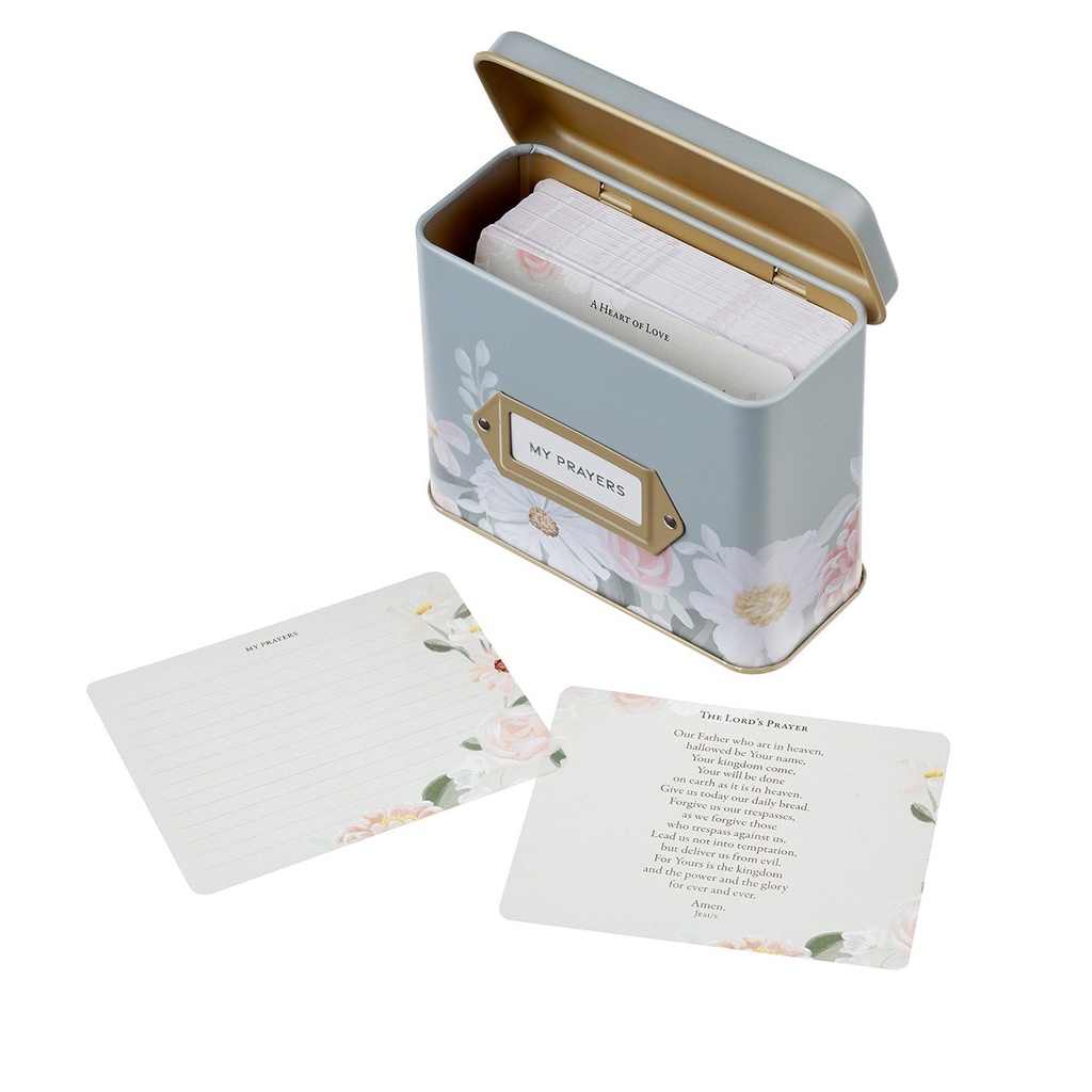 Tin Prayer Cards He Restores My Soul Green Floral