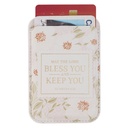 Phone Wallet Magnetic White Floral Bless You And Keep You Num. 6:24