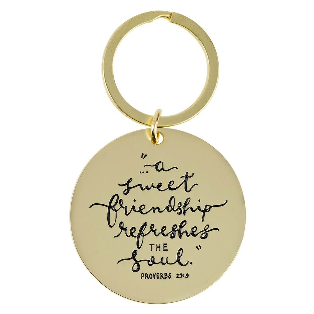 Keyring Sweet Friendship Bright Floral Wreath Metal