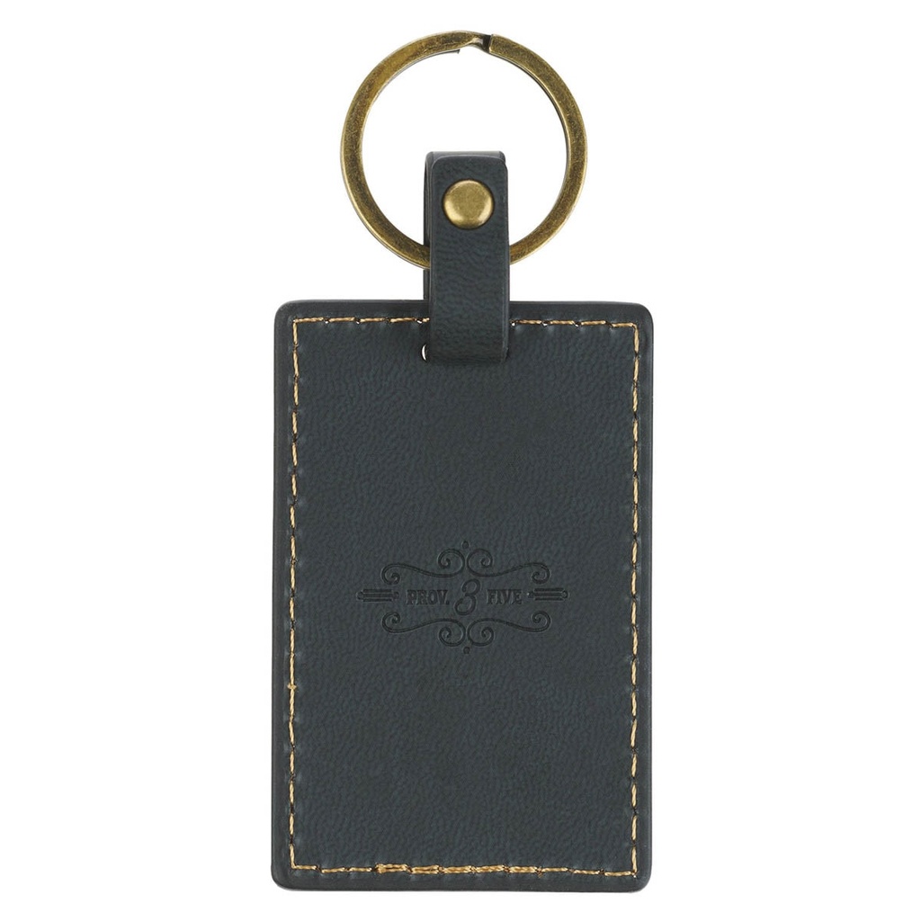 Keyring Trust In The Lord Charcoal Grey Faux Leather