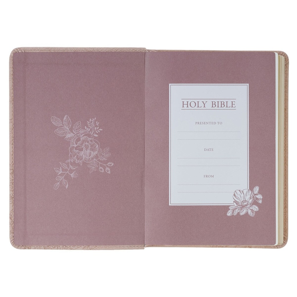KJV Compact Blush Pink Floral Faux Leather