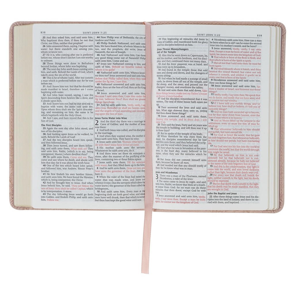 KJV Compact Blush Pink Floral Faux Leather