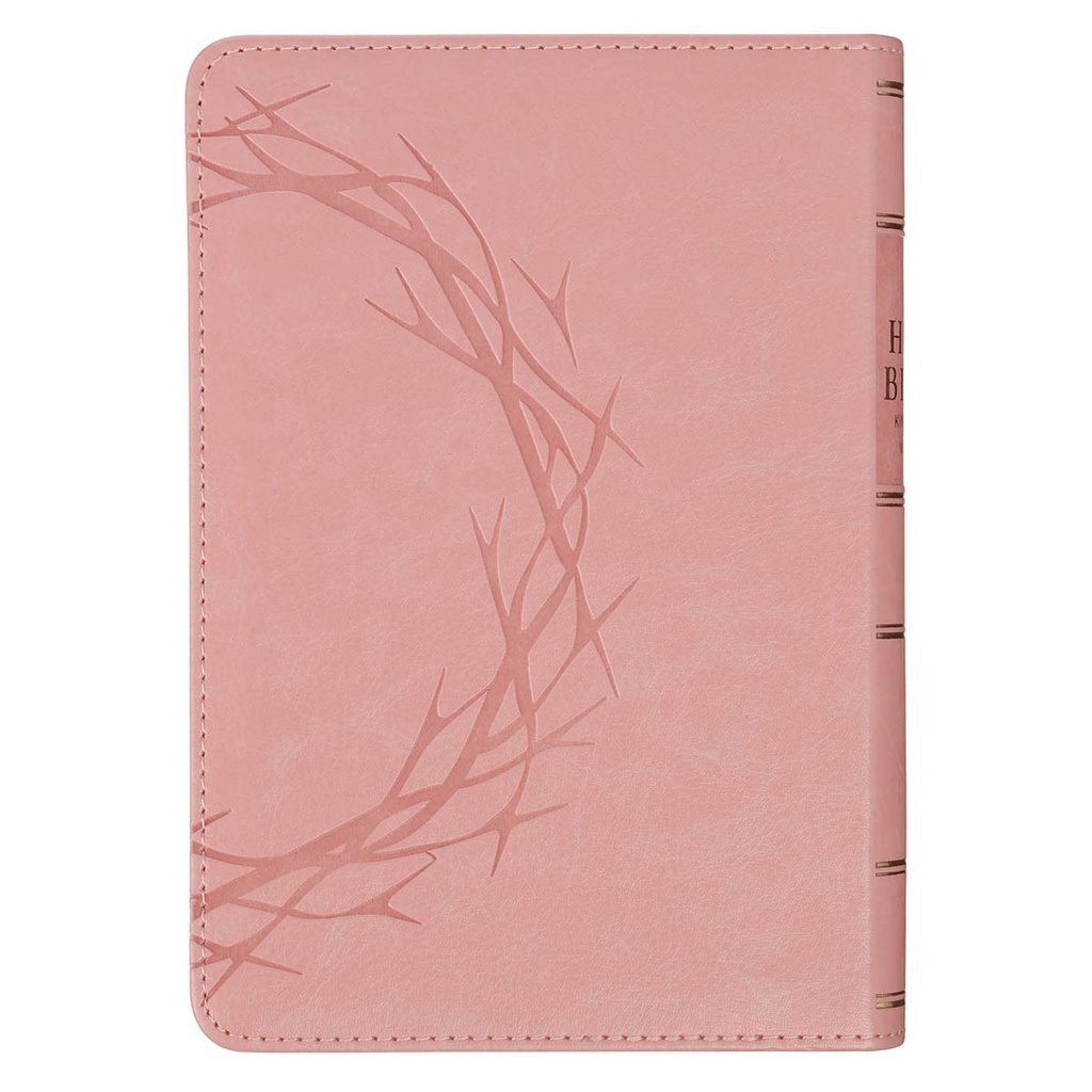 KJV Compact Large Print Crown of Thorns Pink Faux Leather