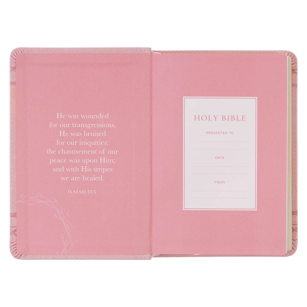 KJV Compact Large Print Crown of Thorns Pink Faux Leather