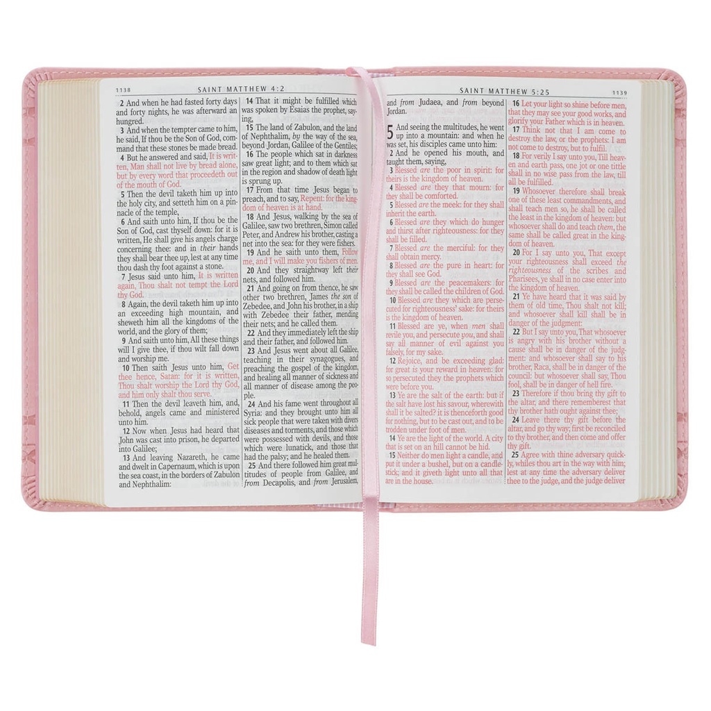 KJV Compact Large Print Crown of Thorns Pink Faux Leather