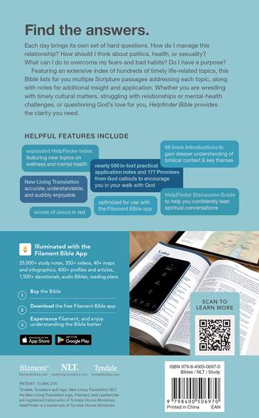 NLT HelpFinder Bible Filament Enabled H/C 