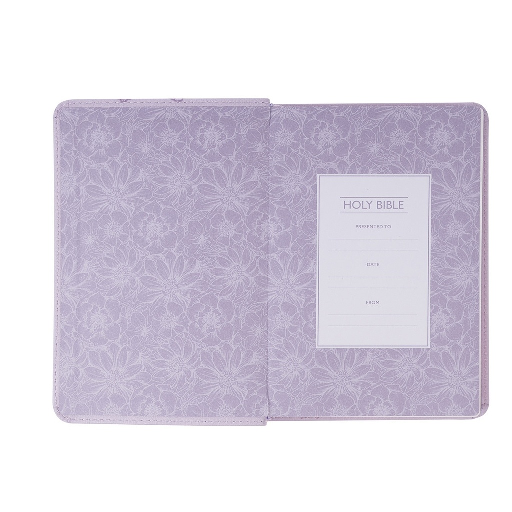 KJV Compact Large Print Lavender Bouquet Faux Leather