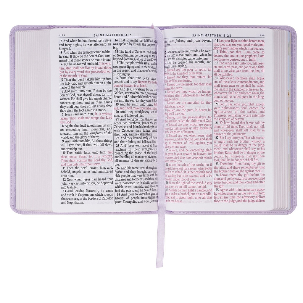 KJV Compact Large Print Lavender Bouquet Faux Leather